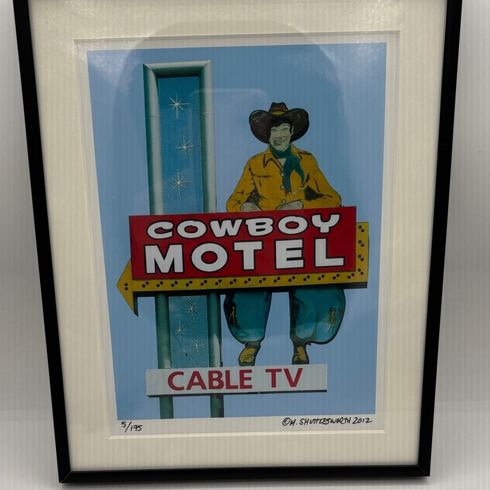 Amazing Artist Cowboy Motel Art Print in Black Frame - Limited Edition! 5/175